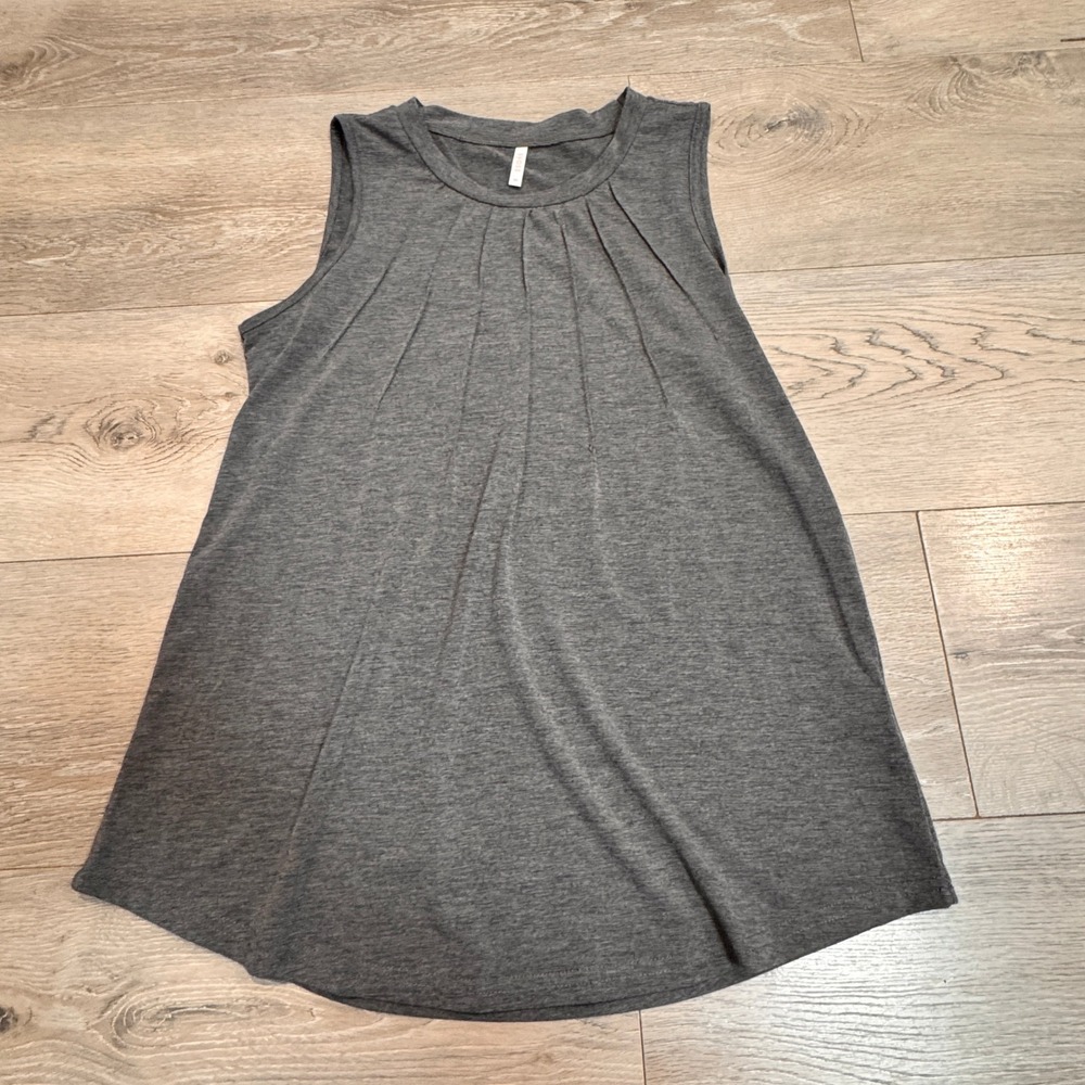 Syoss Women Gray‎ Pleated Neck Sleeveless Tank Top Size Medium M